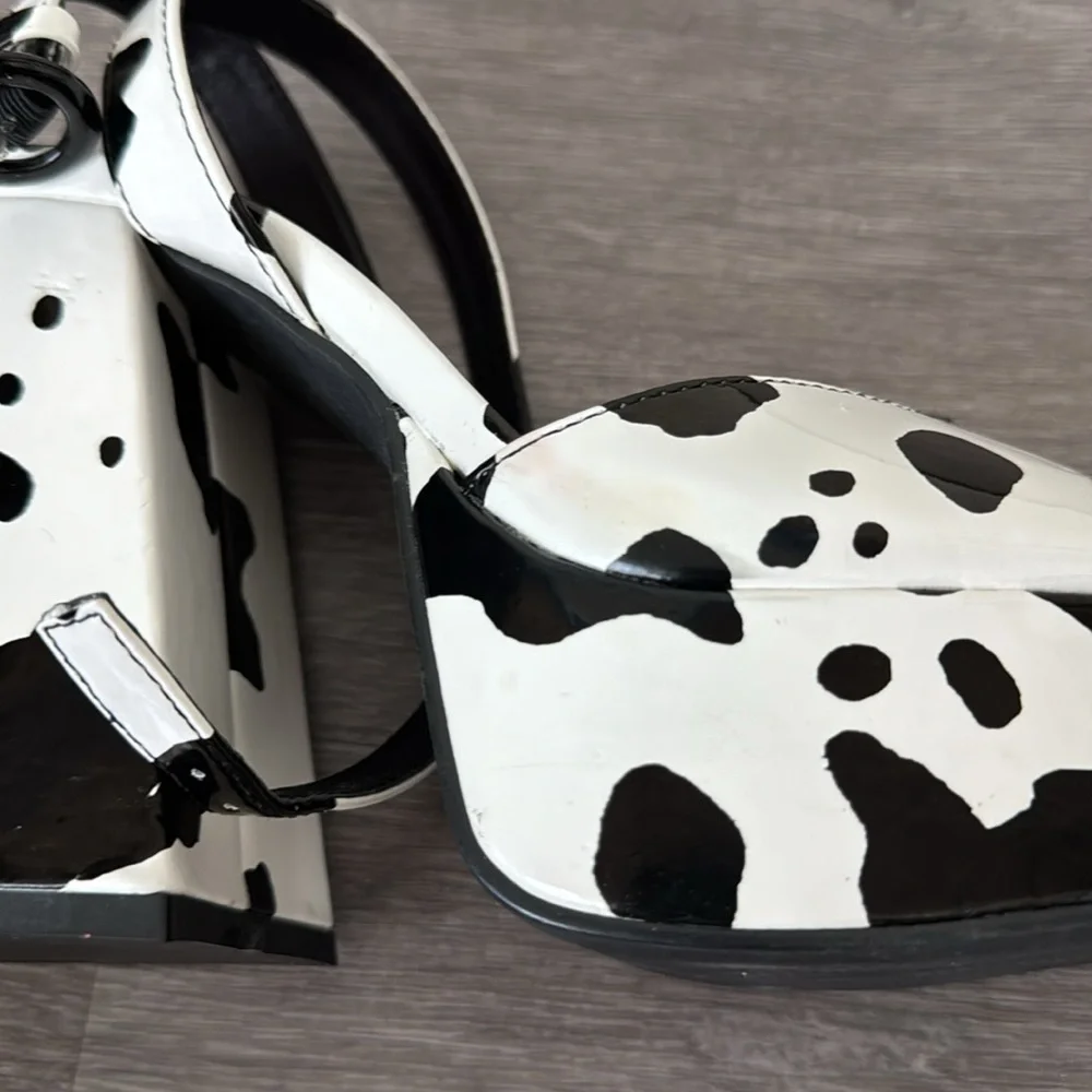 Cow Print Platform Sandals